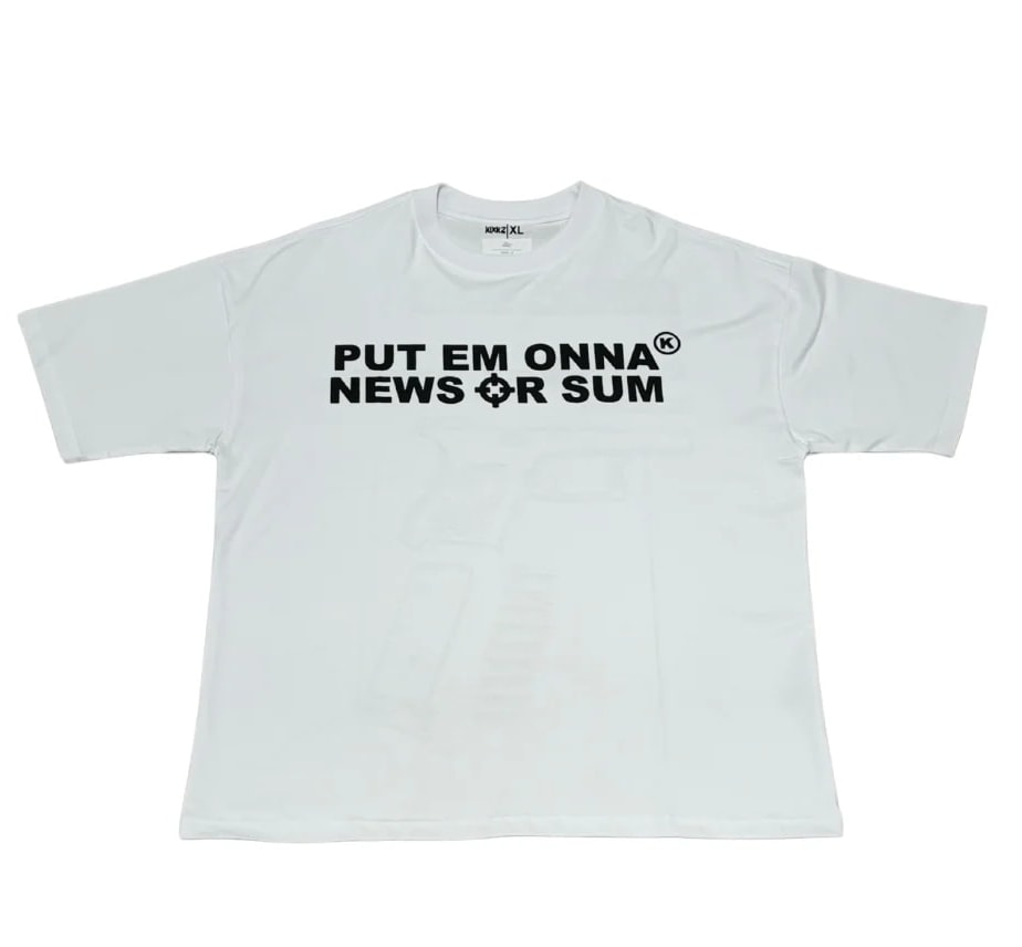 Put Em Onna News or Sum tee white/black