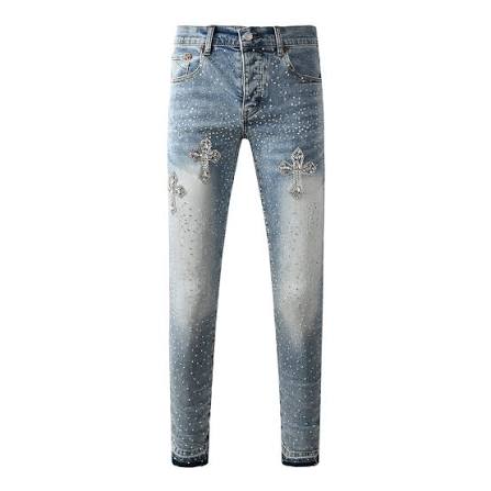 Purple brand Rhinestone cross jeans 9132