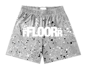 FLOOR 914 Cement gray v2 splatter mesh shorts