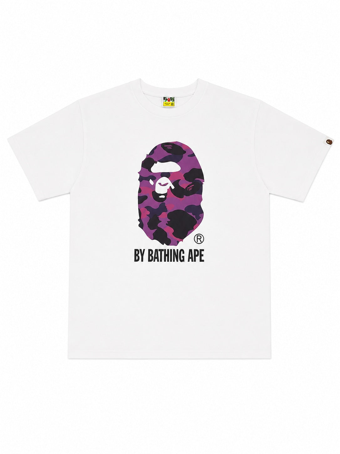 White bape big head tee purple camo