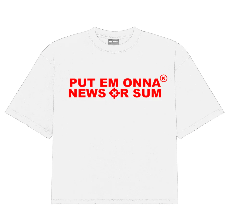 Put Em Onna News or Sum tee white/red