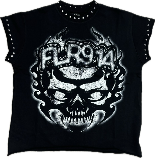 FLOOR 914 SKULL CUT OFF TEE BLACK