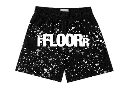 FLOOR 914 Black v2 mesh splatter shorts