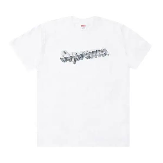 Supreme Chrome Logo Tee Heather White