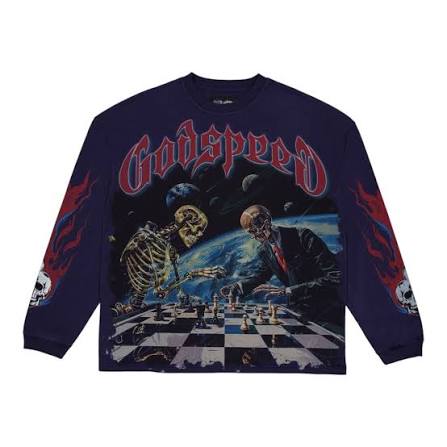 Godspeed Chess on World Blue Long sleeve