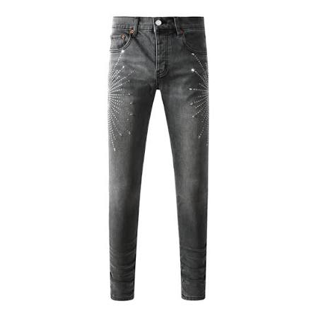 Purple Brand Rhinestone Grey Jeans 123