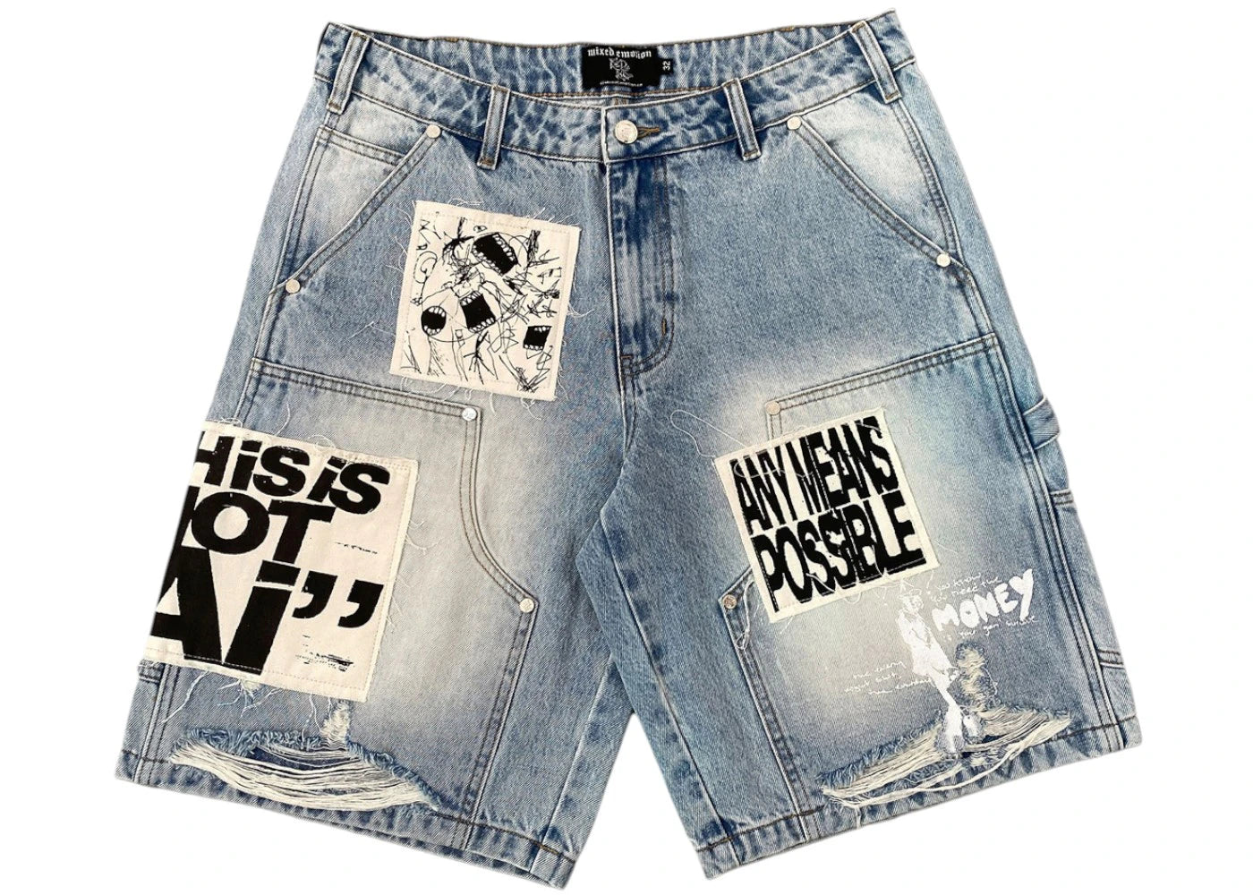 Mixed Emotions AI Denim Shorts Blue
