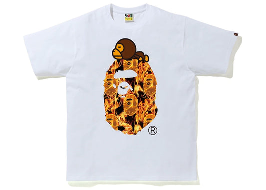BAPE Flame Milo On Big Ape T-Shirt White/Orange