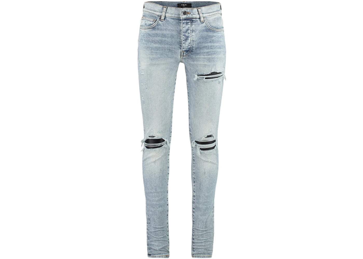 AMIRI Destroyed Slim Fit Jeans Stone Washed Blue/Black