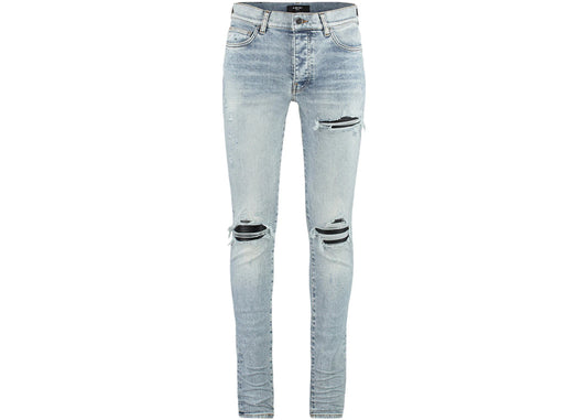 AMIRI Destroyed Slim Fit Jeans Stone Washed Blue/Black