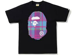 Bape check big head ape tee purple