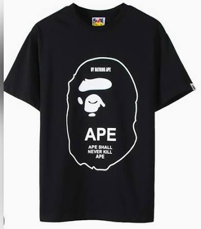 BAPE ape shall never kill ape black tee