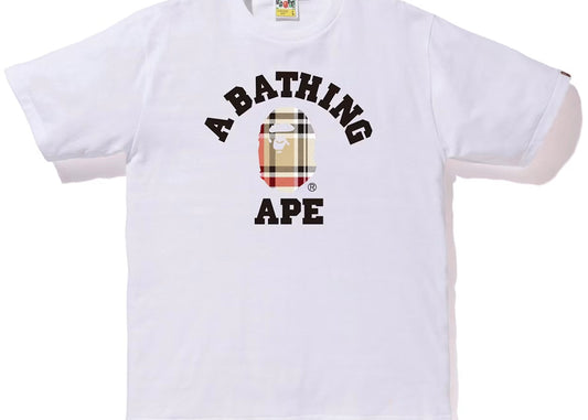 BAPE Check College Tee White/Beige