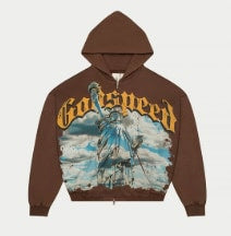 Godspeed Chrome Liberty Zip Hoodie V 2 Brown Wash