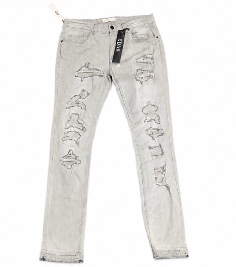 KDNK Ripped Grey Jeans