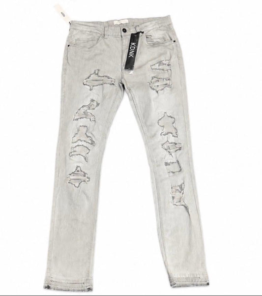KDNK Ripped Grey Jeans