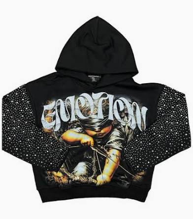 Mixed Emotions Bow & Arrow Rhinestone Black Hoodie