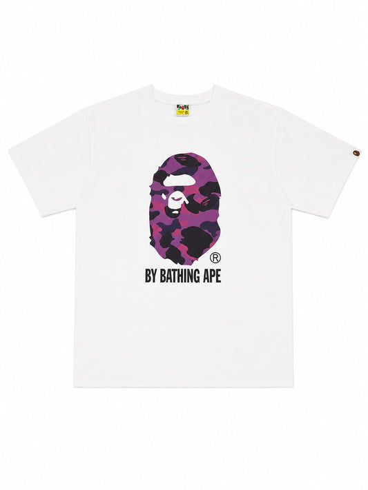 White bape big head tee purple camo