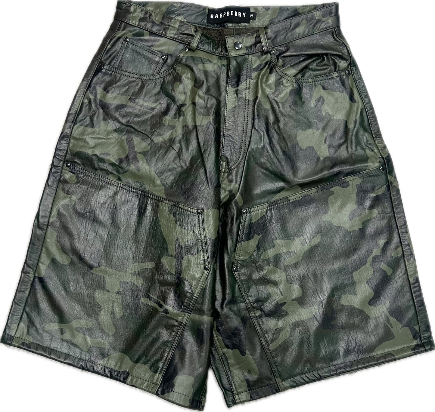 GV GALLERY BARRACK LEATHER CAMO SHORTS