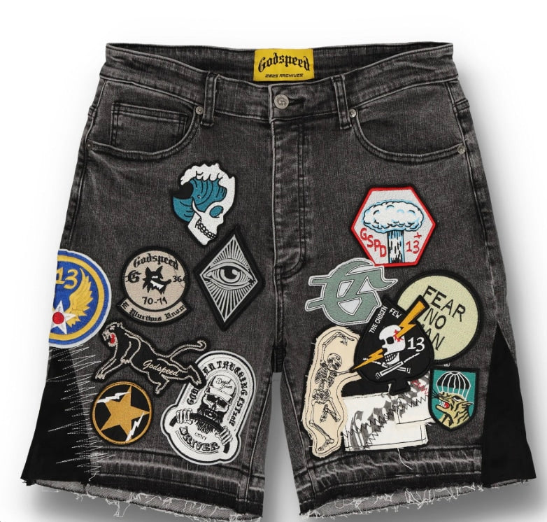 Patchwork Denim V2 Gray Shorts  GODSPEED NEW YORK