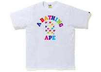 Bape star pattern college tee white