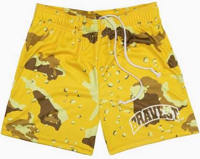 Bravest studios yellow camo mesh shorts