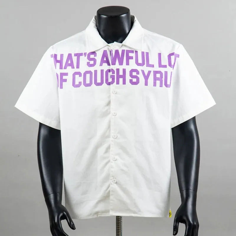 AWFUL LOT OF COUGH SYRUP BUTTON UP WHITE