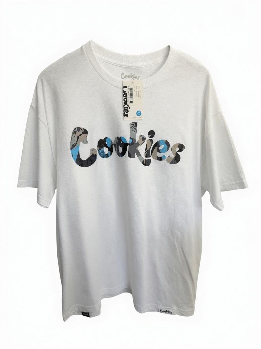 White/Light Blue Camo Cookies Tee