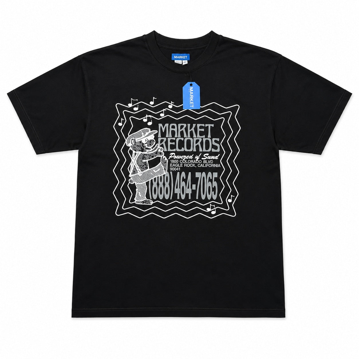 MARKET RECORDS TEE BLACK/GREY