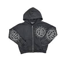 Mixed Emotions Eclipse grey acid wash rhinestone hoodie
