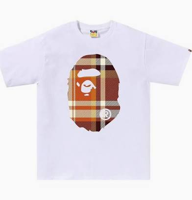 Bape check big ape head tee White