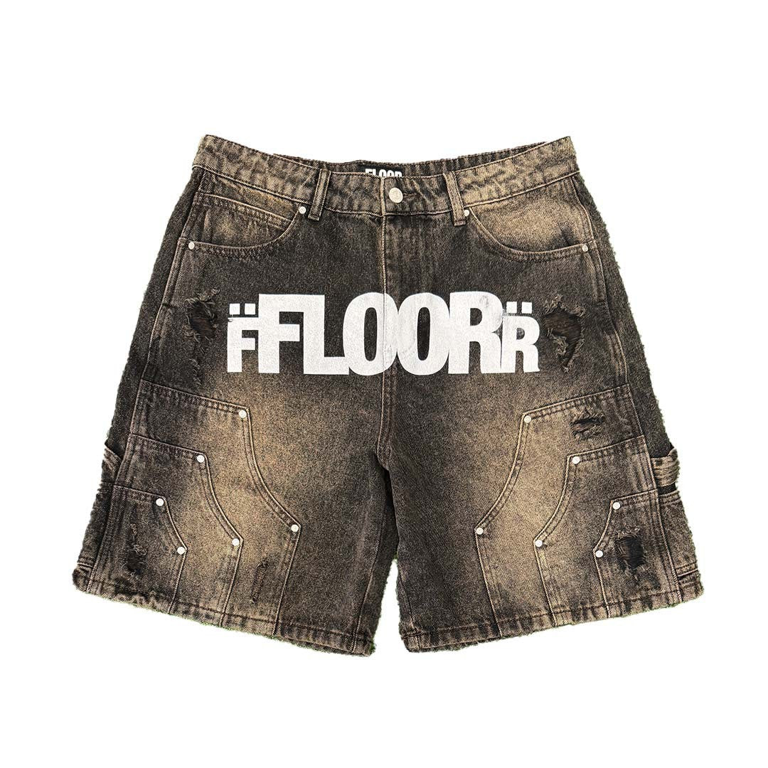 Floor 914 brown wash jorts