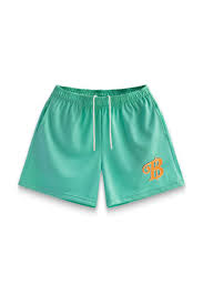 bravest studios "B" teal mesh shorts