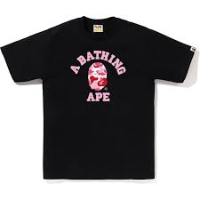 Bape abc camo colleg tee black pink