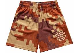 EE brown digital camouflage pattern mesh shorts